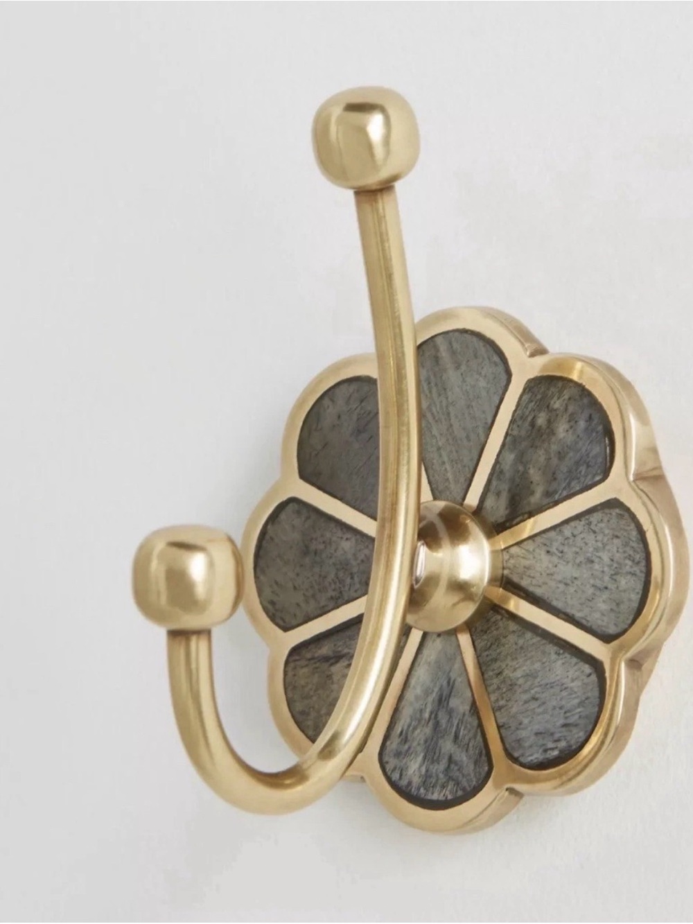 NEW Anthropologie Botanist Bath Hook, Brass & Light Gray